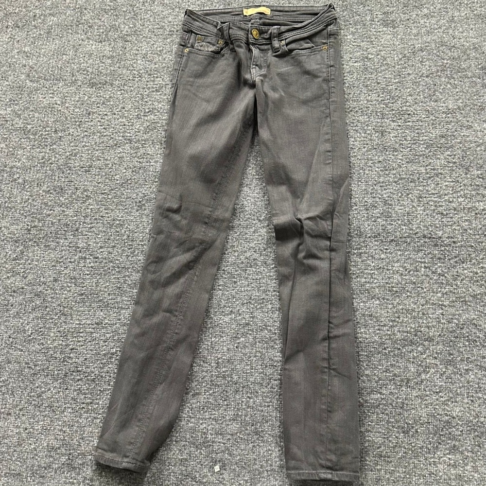 MEK DNM Jeans Womens Size 25 Gray Skinny Low Rise Rhinestone Embellished Stretch